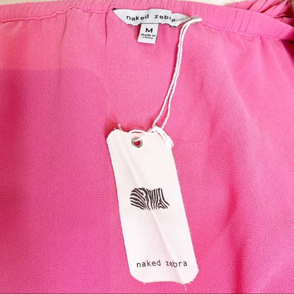 Naked Zebra | NWT Pink Cap Sleeve Top Ruffle Trim - Picture 4 of 5